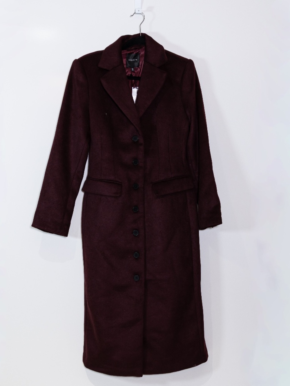 NEW Dynamite Manteau Wool Blend Button Down Pea Coat Jacket Persian Mulberry S